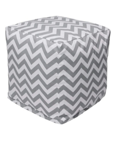 Majestic Home Goods Chevron Ottoman Pouf Cube With Removable Cover 17" X 17" In Gray