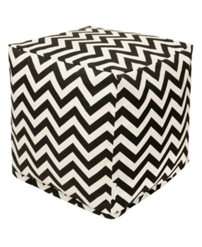 Majestic Home Goods Chevron Ottoman Pouf Cube With Removable Cover 17" X 17" In Black