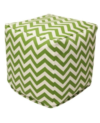 Majestic Home Goods Chevron Ottoman Pouf Cube With Removable Cover 17" X 17" In Sage