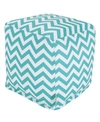 Majestic Home Goods Chevron Ottoman Pouf Cube With Removable Cover 17" X 17" In Teal