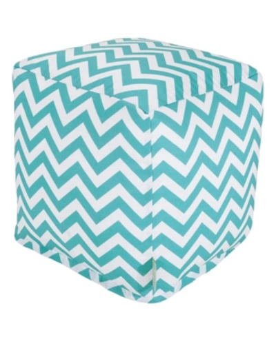 Majestic Home Goods Chevron Ottoman Pouf Cube With Removable Cover 17" X 17" In Teal