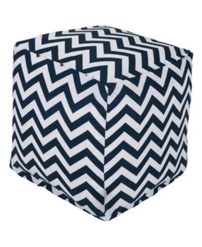 Majestic Home Goods Chevron Ottoman Pouf Cube With Removable Cover 17" X 17" In Navy