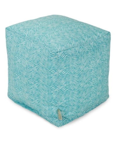 Majestic Home Goods Southwest Ottoman Pouf Cube 17" X 17" In Teal