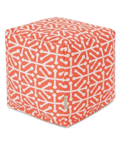 Majestic Home Goods Aruba Ottoman Pouf Cube 17" X 17" In Orange