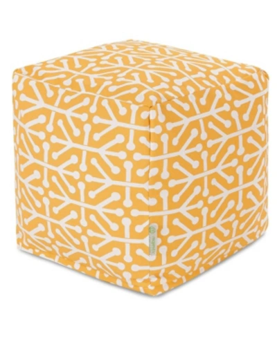 Majestic Home Goods Aruba Ottoman Pouf Cube 17" X 17" In Yellow