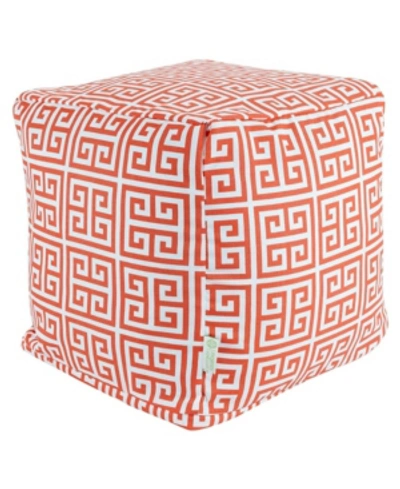 Majestic Home Goods Towers Ottoman Pouf Cube 17" X 17" In Orange
