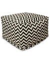 Majestic Home Goods Chevron Ottoman Square Pouf With Removable Cover 27" X 17" In Black