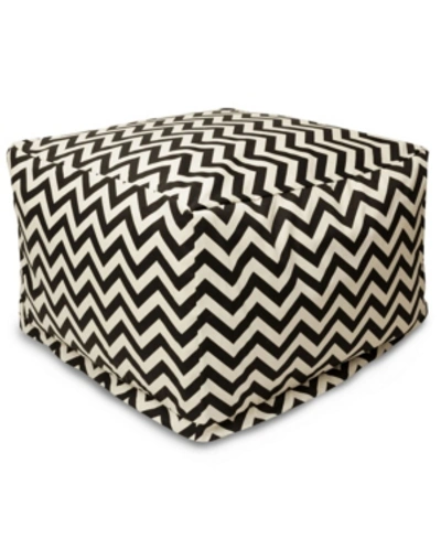 Majestic Home Goods Chevron Ottoman Square Pouf With Removable Cover 27" X 17" In Black