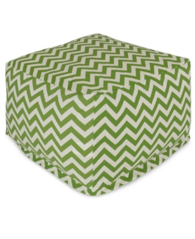 Majestic Home Goods Chevron Ottoman Square Pouf With Removable Cover 27" X 17" In Sage