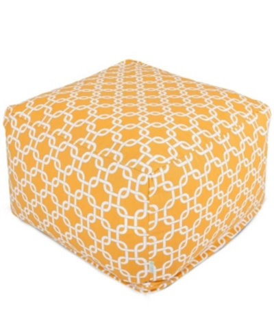 Majestic Home Goods Links Ottoman Square Pouf With Removable Cover 27" X 17" In Yellow