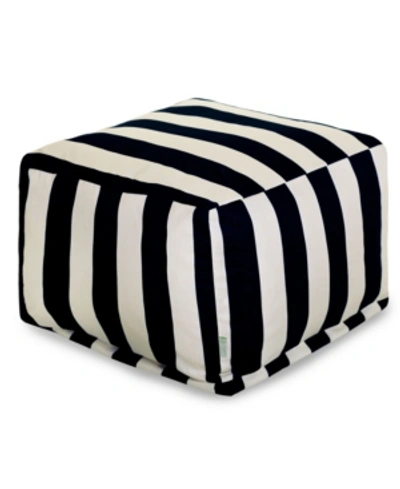 Majestic Home Goods Vertical Stripe Ottoman Square Pouf 27" X 17" In Black