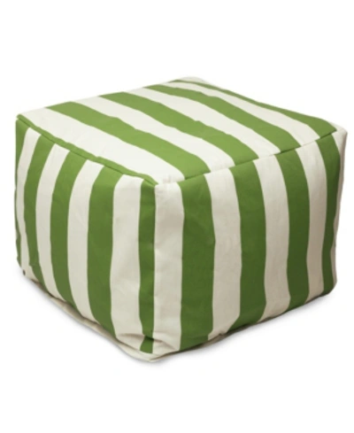 Majestic Home Goods Vertical Stripe Ottoman Square Pouf 27" X 17" In Sage