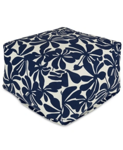 Majestic Home Goods Plantation Ottoman Square Pouf 27" X 17" In Navy