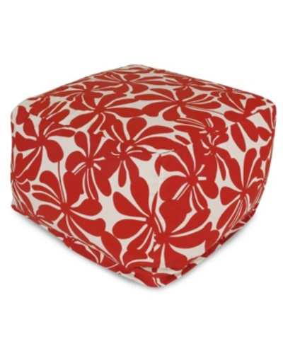 Majestic Home Goods Plantation Ottoman Square Pouf 27" X 17" In Red