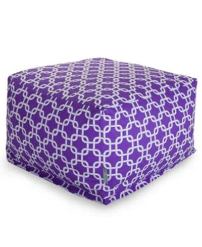 Majestic Home Goods Links Ottoman Square Pouf With Removable Cover 27" X 17" In Purple