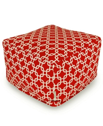 Majestic Home Goods Links Ottoman Square Pouf With Removable Cover 27" X 17" In Red