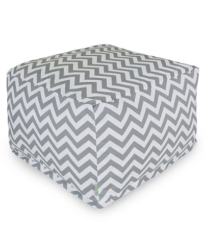 Majestic Home Goods Chevron Ottoman Square Pouf With Removable Cover 27" X 17" In Gray