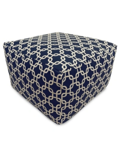 Majestic Home Goods Links Ottoman Square Pouf With Removable Cover 27" X 17" In Navy