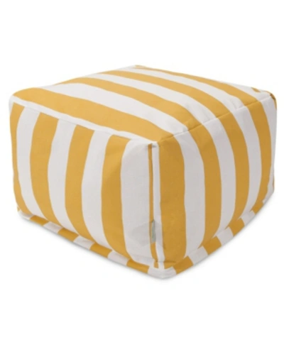 Majestic Home Goods Vertical Stripe Ottoman Square Pouf 27" X 17" In Yellow