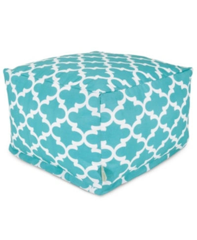 Majestic Home Goods Trellis Ottoman Square Pouf 27" X 17" In Teal