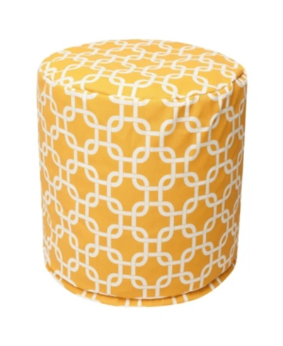 Majestic Home Goods Links Ottoman Round Pouf With Removable Cover 16" X 17" In Yellow