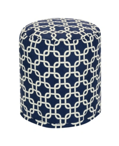 Majestic Home Goods Links Ottoman Round Pouf With Removable Cover 16" X 17" In Navy