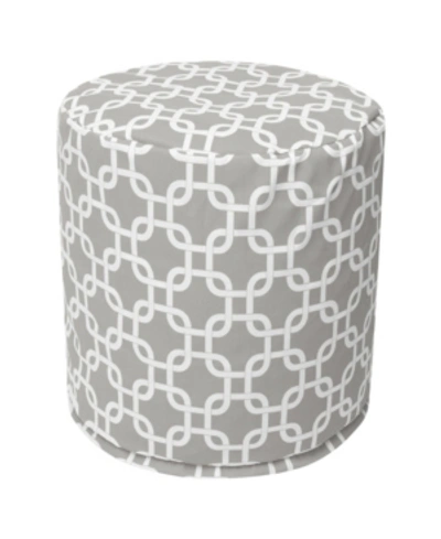 Majestic Home Goods Links Ottoman Round Pouf With Removable Cover 16" X 17" In Gray