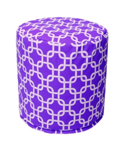 Majestic Home Goods Links Ottoman Round Pouf With Removable Cover 16" X 17" In Purple
