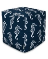 Majestic Home Goods Sea Horse Ottoman Pouf Cube 17" X 17" In Navy