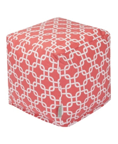 Majestic Home Goods Links Ottoman Pouf Cube With Removable Cover 17" X 17" In Ruby Red