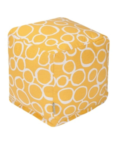 Majestic Home Goods Fusion Ottoman Pouf Cube 17" X 17" In Yellow