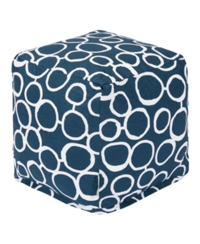 Majestic Home Goods Fusion Ottoman Pouf Cube 17" X 17" In Navy