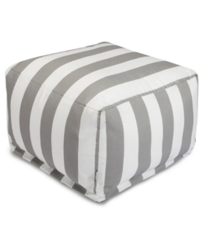 Majestic Home Goods Vertical Stripe Ottoman Square Pouf 27" X 17" In Gray