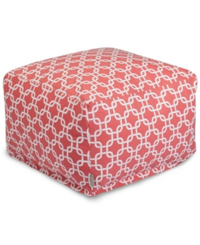 Majestic Home Goods Links Ottoman Square Pouf With Removable Cover 27" X 17" In Ruby Red