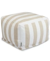 Majestic Home Goods Vertical Stripe Ottoman Square Pouf 27" X 17" In Sand
