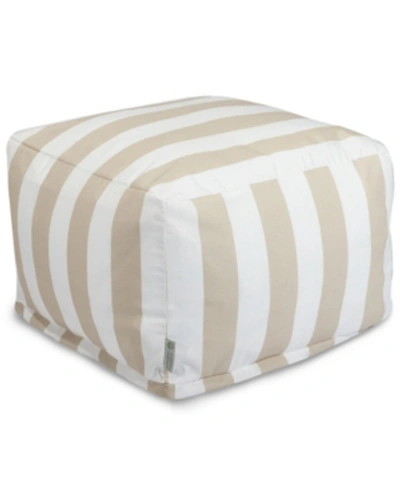 Majestic Home Goods Vertical Stripe Ottoman Square Pouf 27" X 17" In Sand