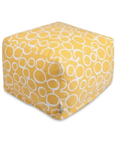 Majestic Home Goods Fusion Ottoman Square Pouf 27" X 17" In Yellow