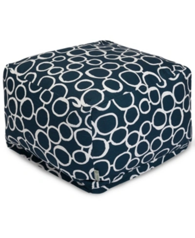 Majestic Home Goods Fusion Ottoman Square Pouf 27" X 17" In Navy