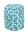 Majestic Home Goods Links Ottoman Round Pouf With Removable Cover 16" X 17" In Teal
