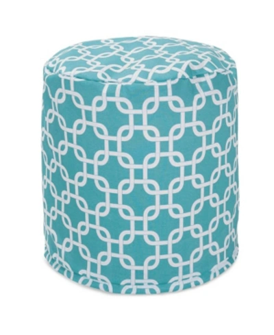 Majestic Home Goods Links Ottoman Round Pouf With Removable Cover 16" X 17" In Teal