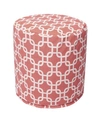 Majestic Home Goods Links Ottoman Round Pouf With Removable Cover 16" X 17" In Ruby Red