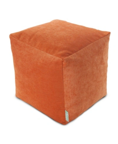 Majestic Home Goods Villa Ottoman Pouf Cube 17" X 17" In Orange