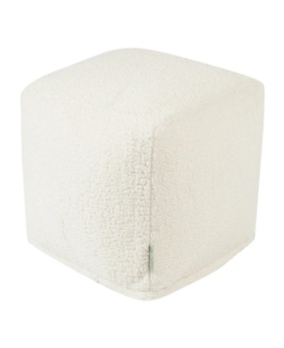 Majestic Home Goods Sherpa Ottoman Pouf Cube 17" X 17" In Cream