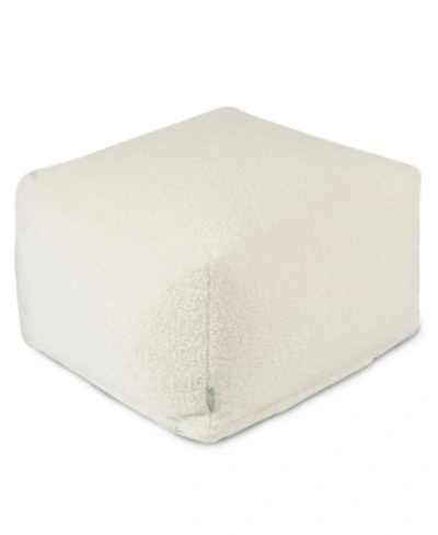 Majestic Home Goods Sherpa Ottoman Square Pouf 27" X 17" In Cream