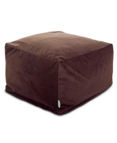 Majestic Home Goods Polyester Ottoman Square Pouf 27" X 17" In Dark Brown