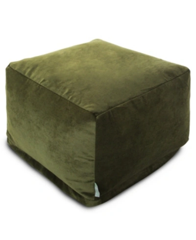 Majestic Home Goods Villa Ottoman Square Pouf 27" X 17" In Olive