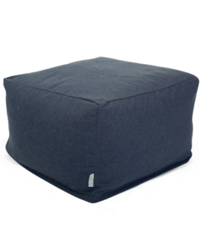 Majestic Home Goods Wales Ottoman Square Pouf 27" X 17" In Navy