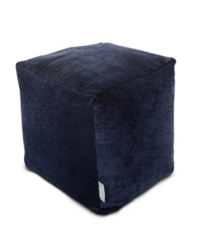 Majestic Home Goods Villa Ottoman Pouf Cube 17" X 17" In Navy