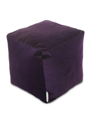 Majestic Home Goods Villa Ottoman Pouf Cube 17" X 17" In Dark Purpl