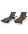 NOBLE HOUSE THIRA OUTDOOR MIXED MOCHA CHAISE LOUNGE WITH FRAME, SET OF 2